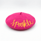 Sparkle Embroidered Beret in Pink Hat La Vie Bien Sparkle Embroidered Beret in Pink