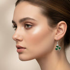 Sparkle Emerald Irish Shamrock Earrings in Sterling Silver Dangle Earrings La Vie Bien Sparkle Emerald Irish Shamrock Earrings in Sterling Silver