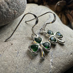 Sparkle Emerald Irish Shamrock Earrings in Sterling Silver Dangle Earrings La Vie Bien Sparkle Emerald Irish Shamrock Earrings in Sterling Silver