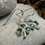 Sparkle Emerald Irish Shamrock Earrings in Sterling Silver Dangle Earrings La Vie Bien Sparkle Emerald Irish Shamrock Earrings in Sterling Silver