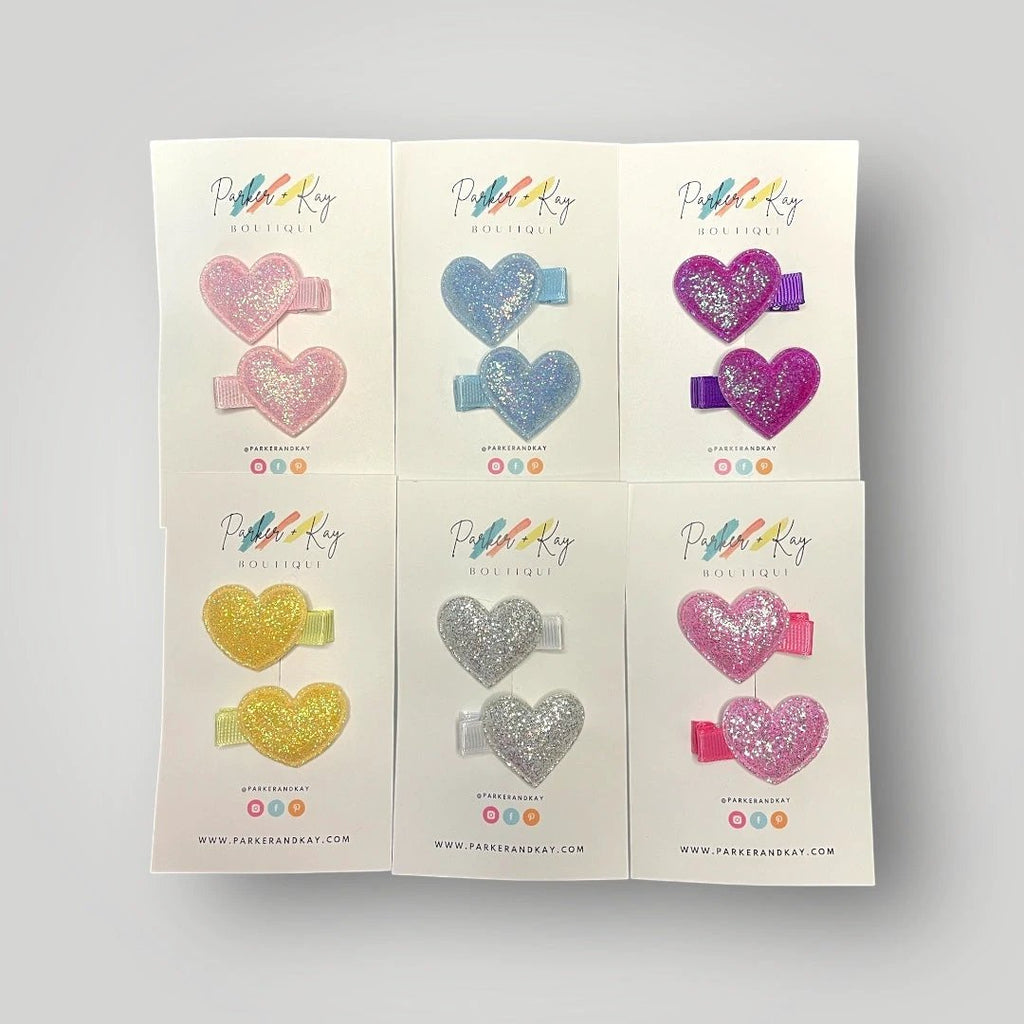 Sparkling Heart Hair Clips by Parker + Kay Creative