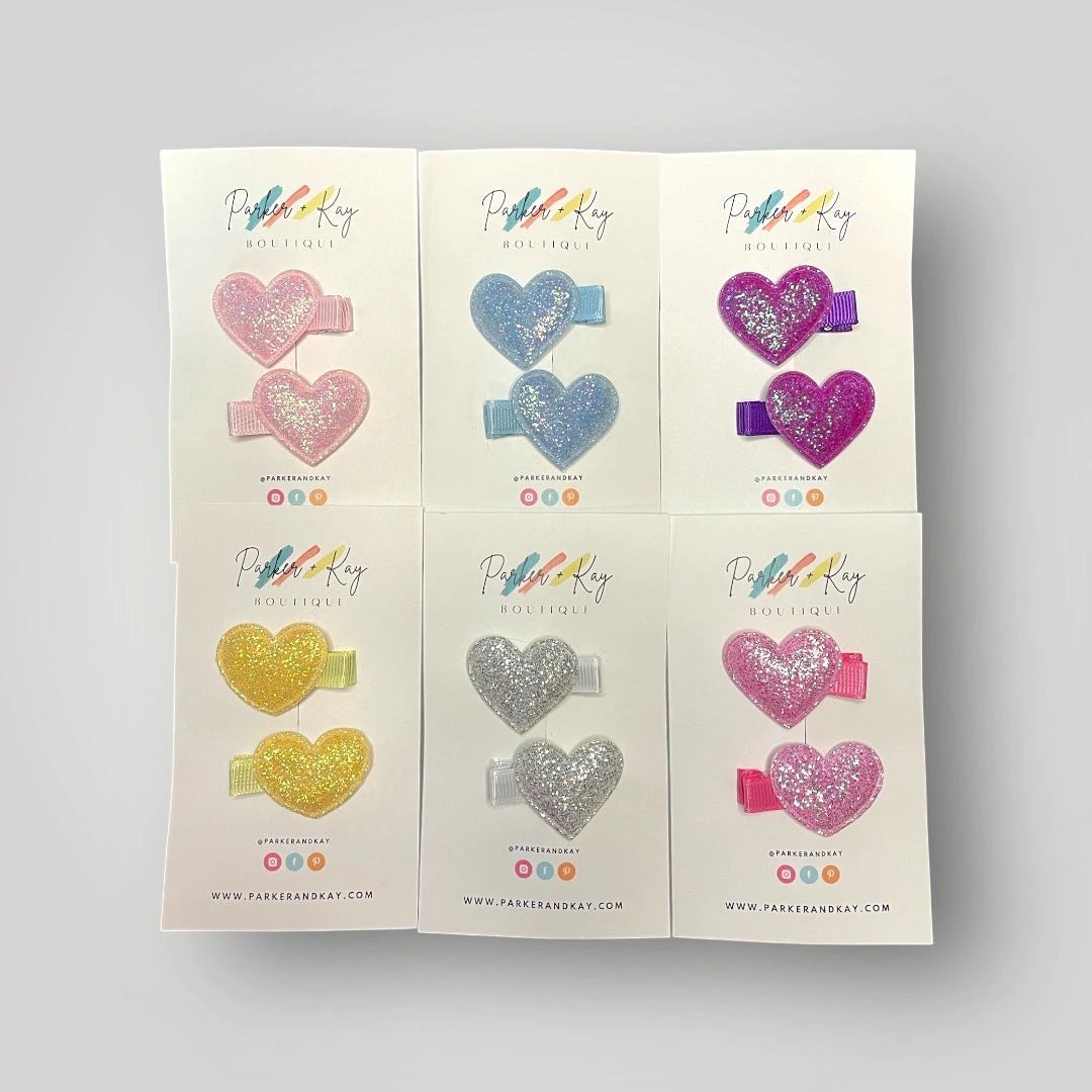 Sparkling Heart Hair Clips by Parker + Kay Creative