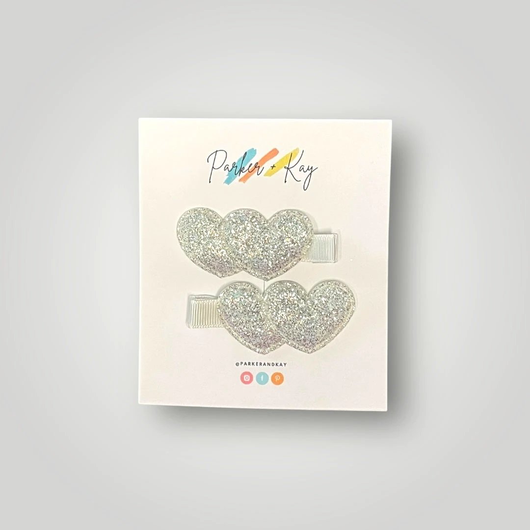 Sparkling Heart Hair Clips by Parker + Kay Creative