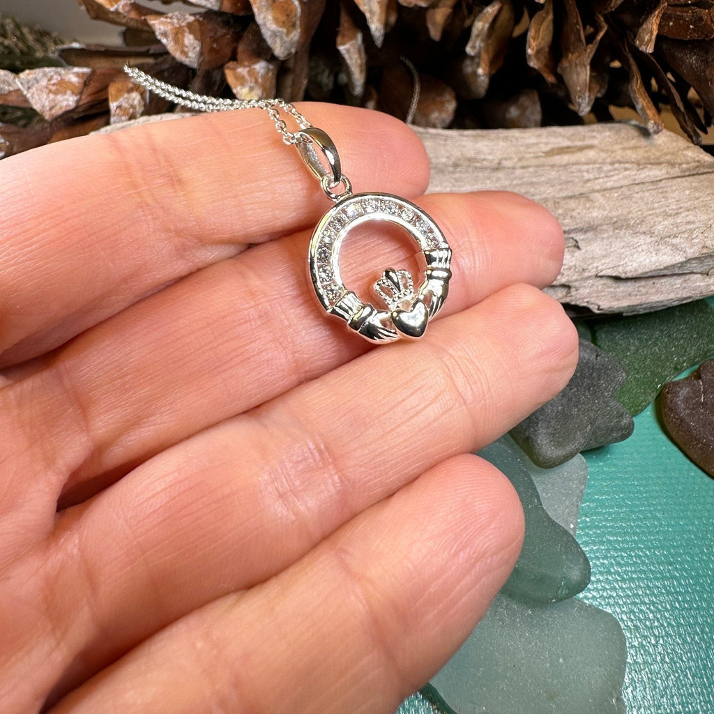 Sparkling Irish Claddagh Necklace Pendant La Vie Bien Sparkling Irish Claddagh Necklace