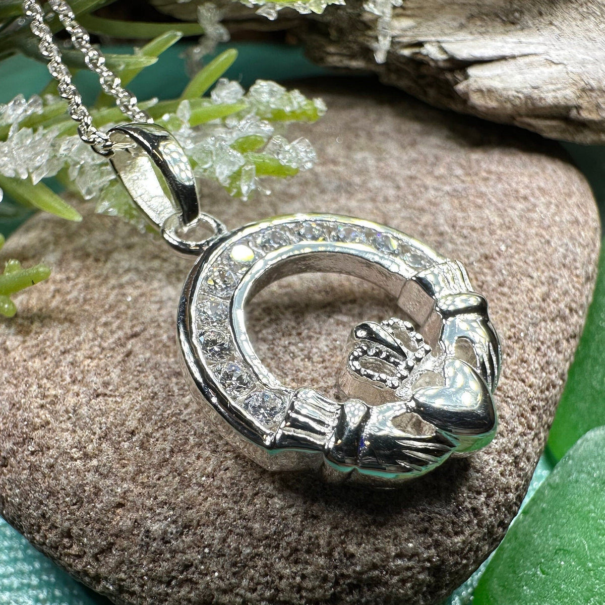 Sparkling Irish Claddagh Necklace Pendant La Vie Bien Sparkling Irish Claddagh Necklace