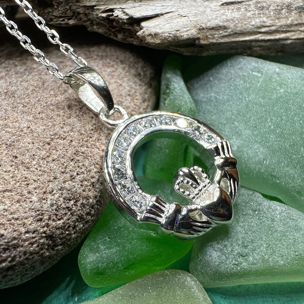 Sparkling Irish Claddagh Necklace Pendant La Vie Bien Sparkling Irish Claddagh Necklace
