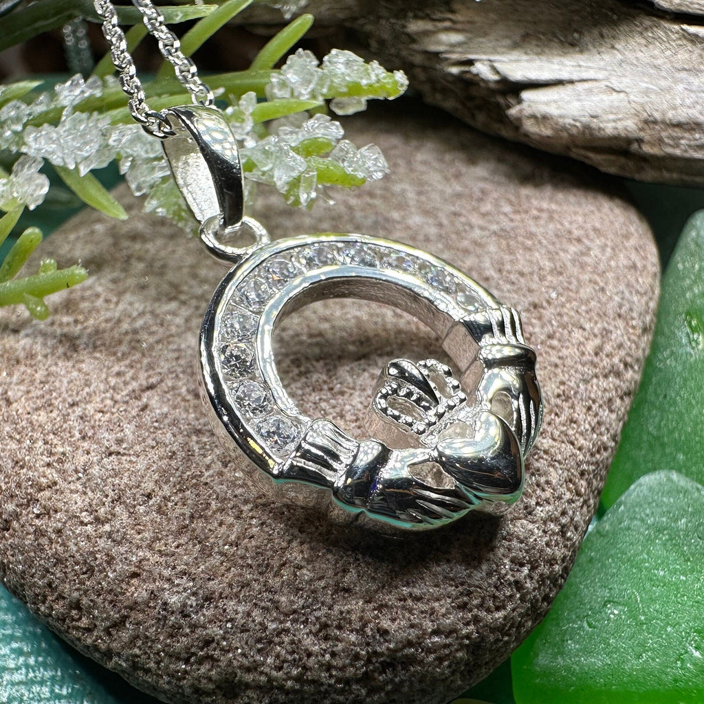 Sparkling Irish Claddagh Necklace Pendant La Vie Bien Sparkling Irish Claddagh Necklace