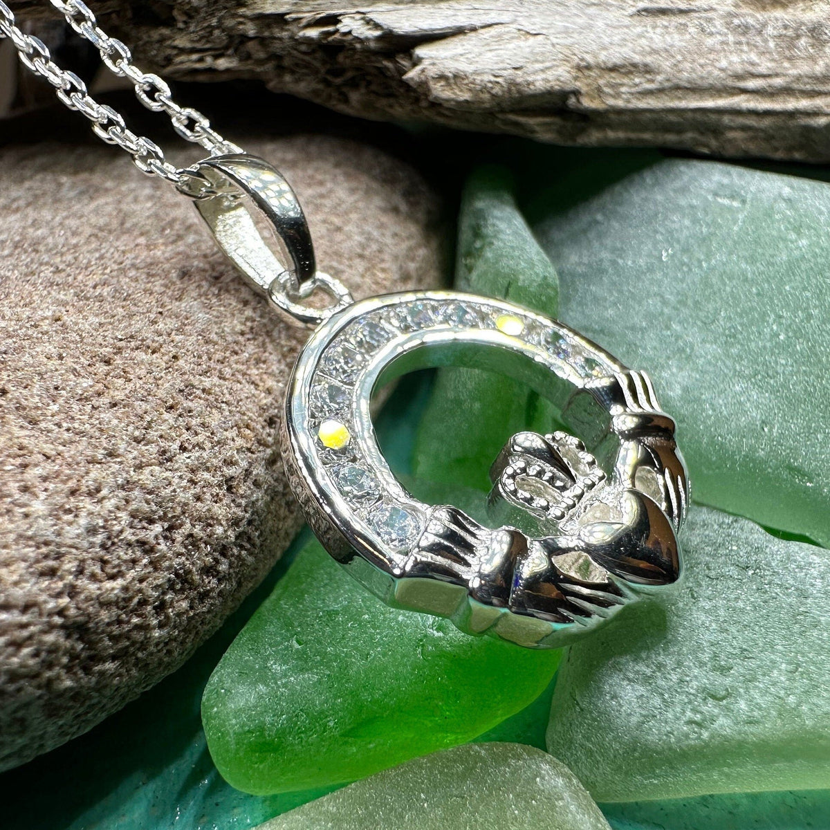 Sparkling Irish Claddagh Necklace Pendant La Vie Bien Sparkling Irish Claddagh Necklace