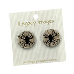 Spider Web Earrings - Wood Stud Earrings