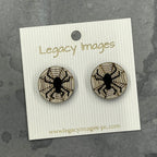 Spider Web Earrings - Wood Stud Earrings