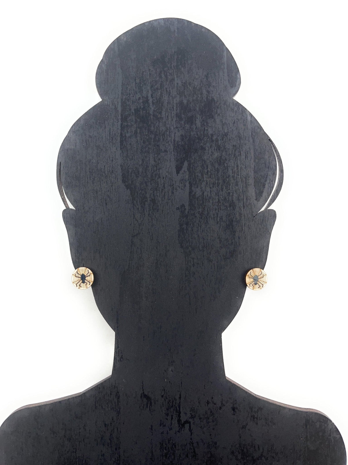 Spider Web Earrings - Wood Stud Earrings