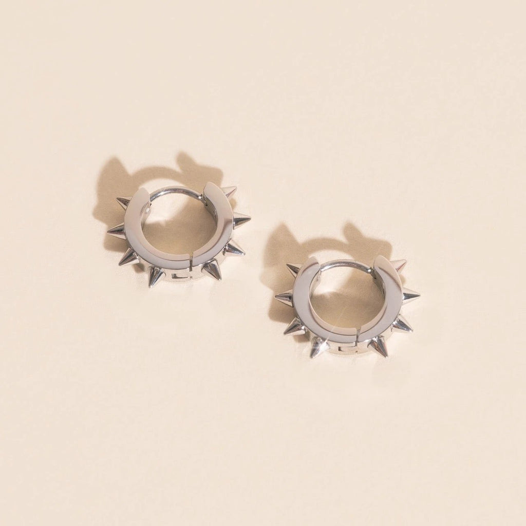 Spiked Chunky Huggie Hoop Earrings by Oh Clementine