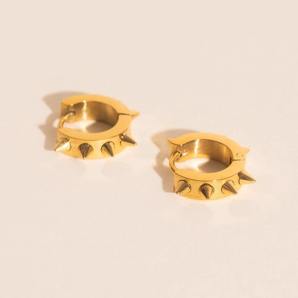 Spiked Chunky Huggie Hoop Earrings by Oh Clementine