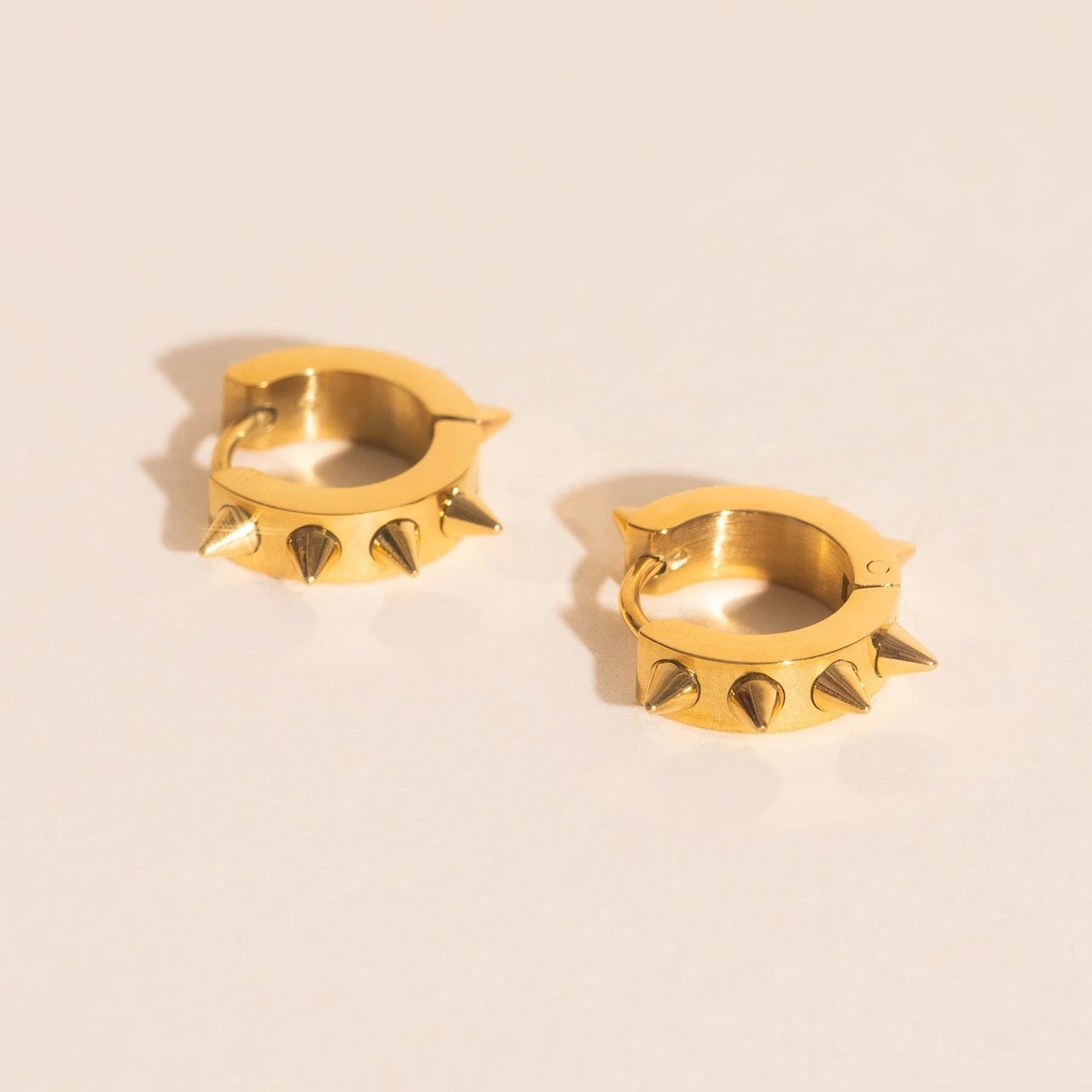 Spiked Chunky Huggie Hoop Earrings by Oh Clementine