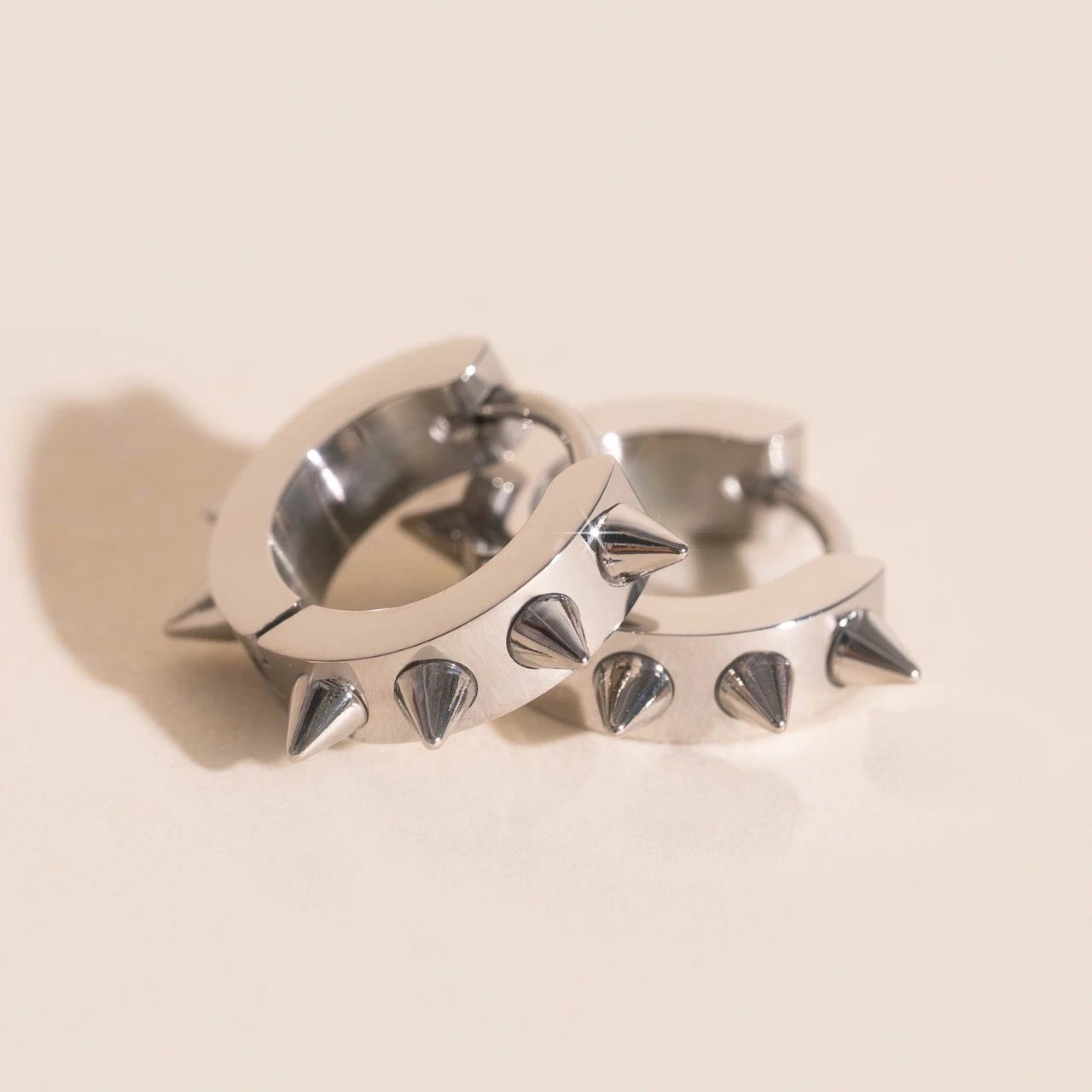 Spiked Chunky Huggie Hoop Earrings by Oh Clementine