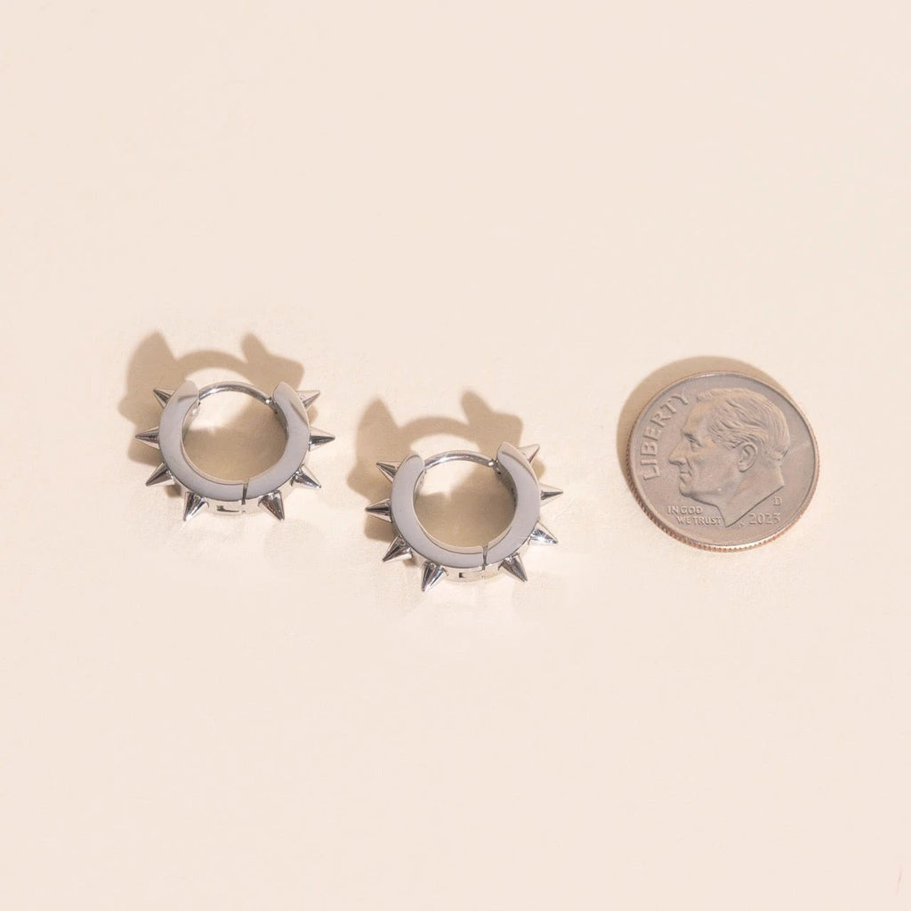 Spiked Chunky Huggie Hoop Earrings by Oh Clementine