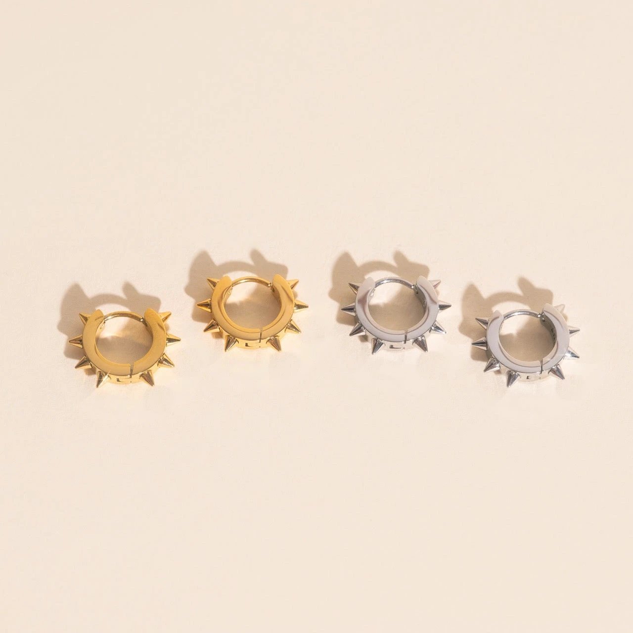 Spiked Chunky Huggie Hoop Earrings by Oh Clementine