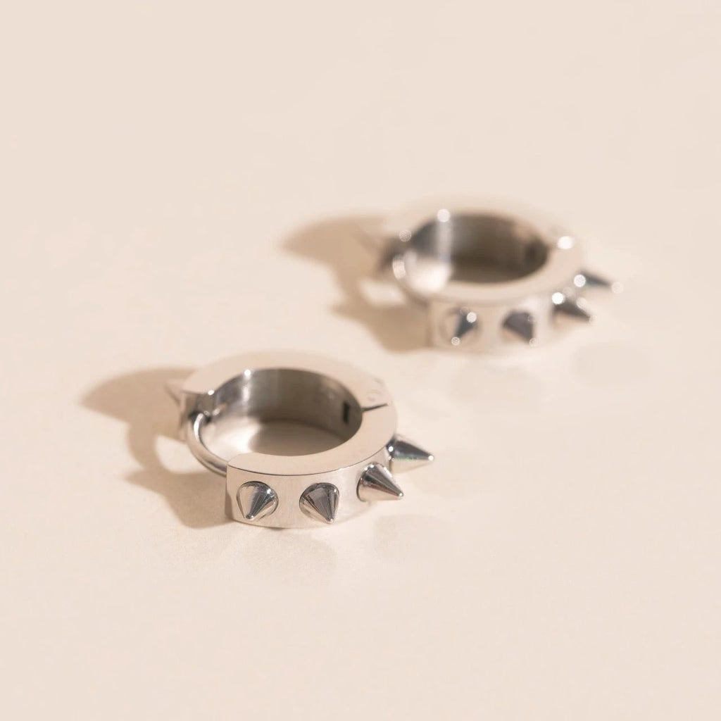 Spiked Chunky Huggie Hoop Earrings by Oh Clementine