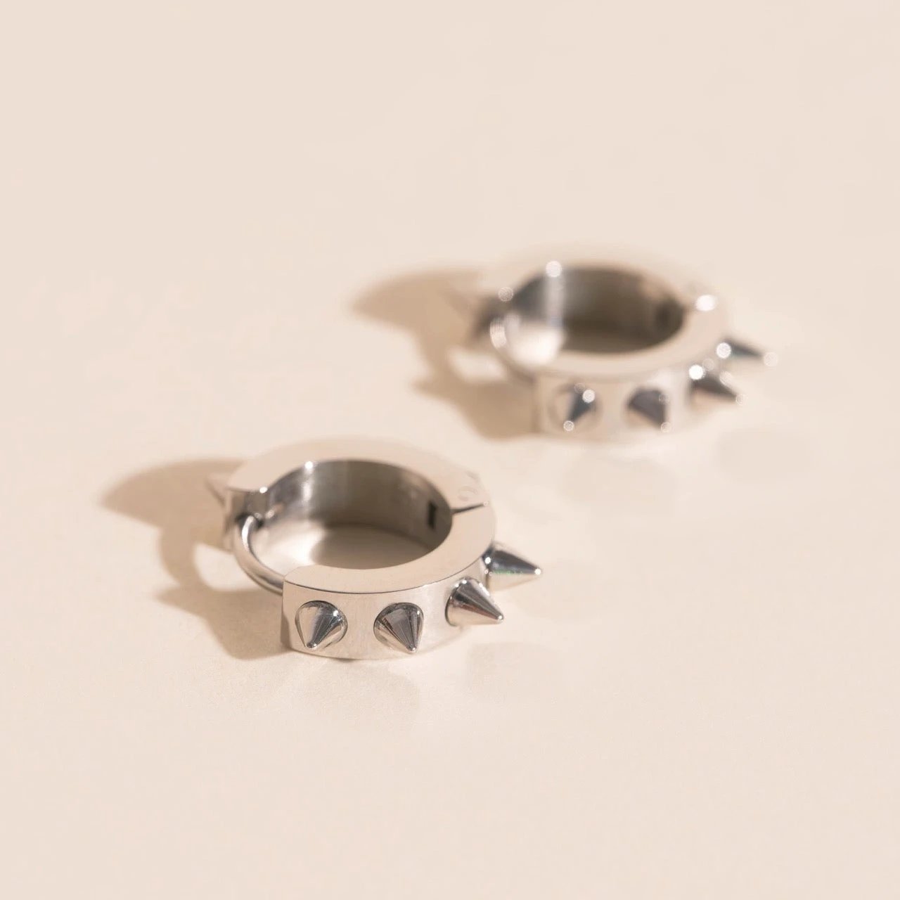 Spiked Chunky Huggie Hoop Earrings by Oh Clementine