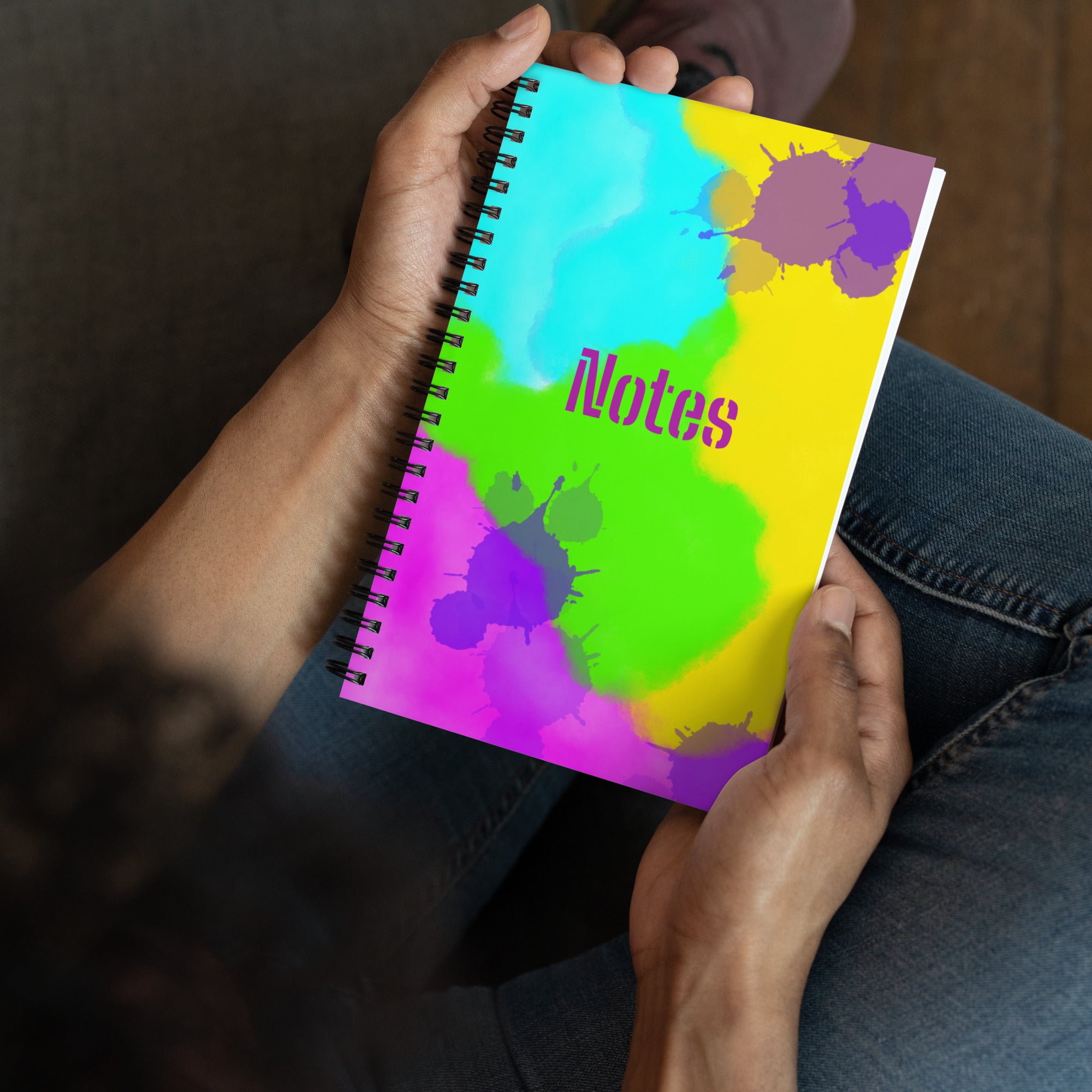 Color splash neon spiral dotted notebook