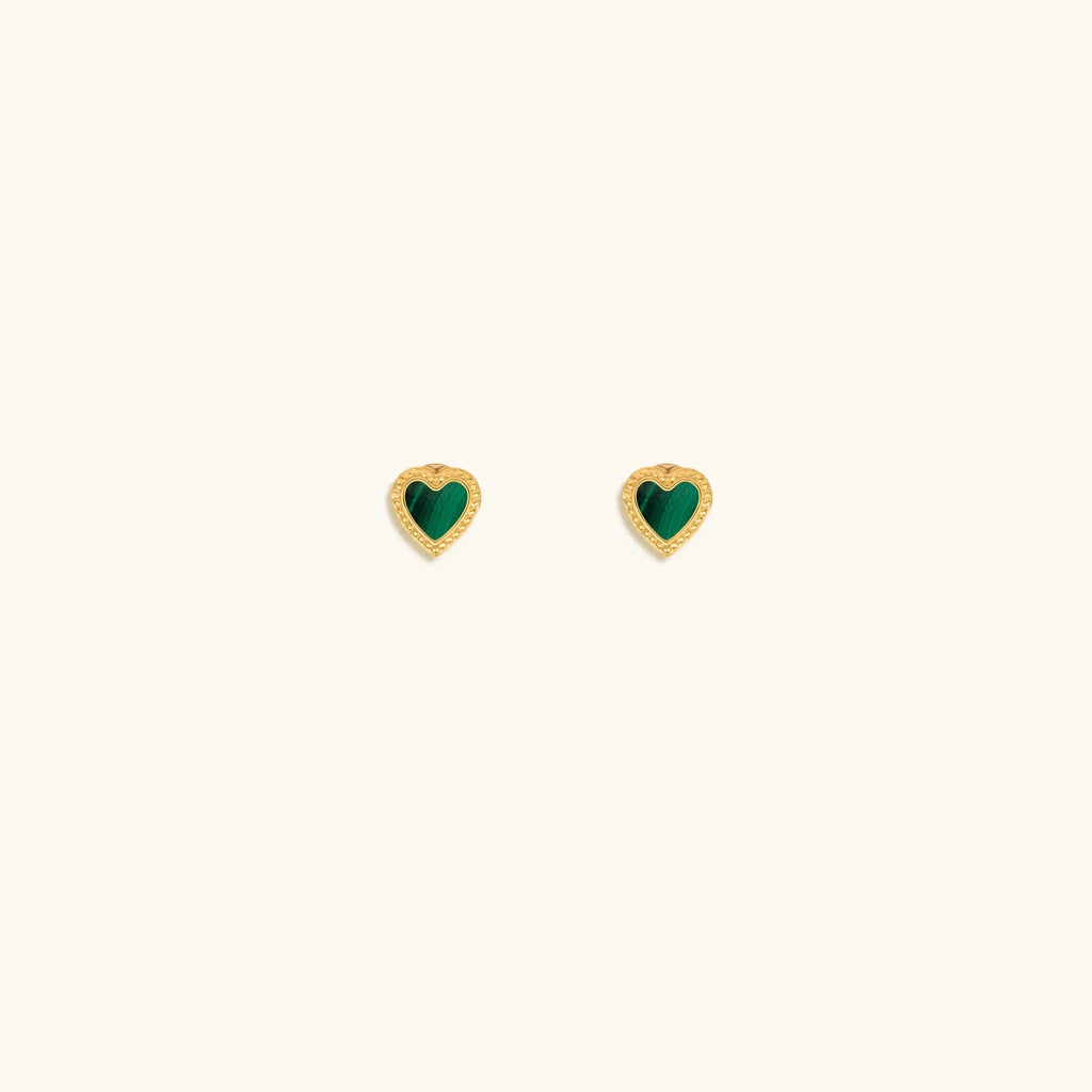 Spiritual Abundance Malachite Heart Earrings by Karma and Luck