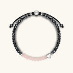 Spiritual Love - Rose Quartz Hematite Heart Charm Bracelet