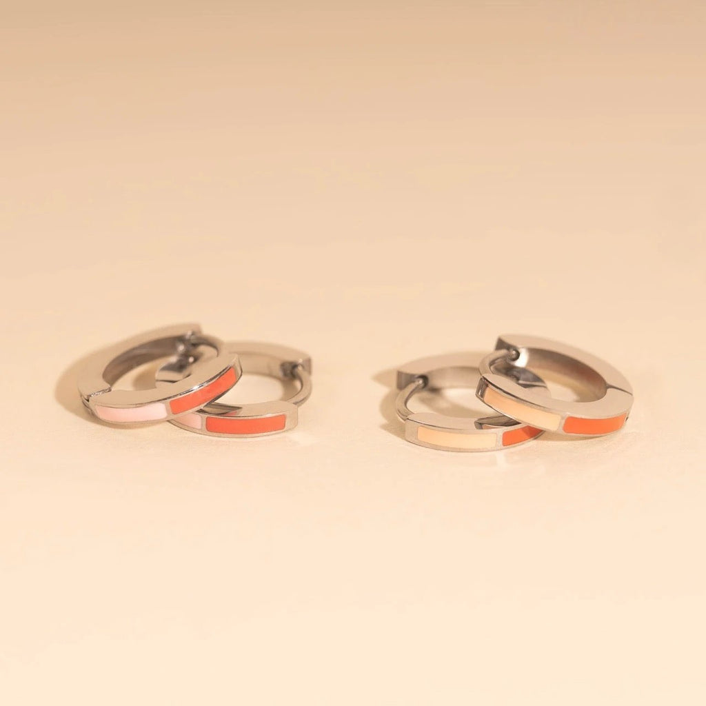 Split Color Huggie Hoop Earrings by Oh Clementine