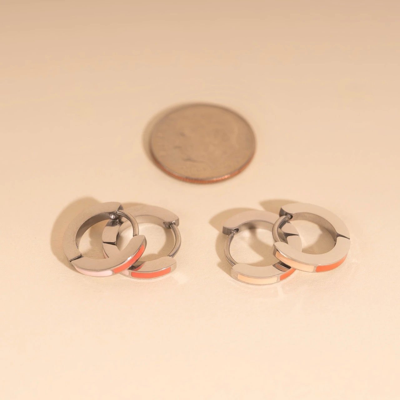 Split Color Huggie Hoop Earrings by Oh Clementine