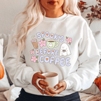 Spooky Before Coffee funny Adult Sweatshirt - Halloween collection by Benny and Ray Apparel