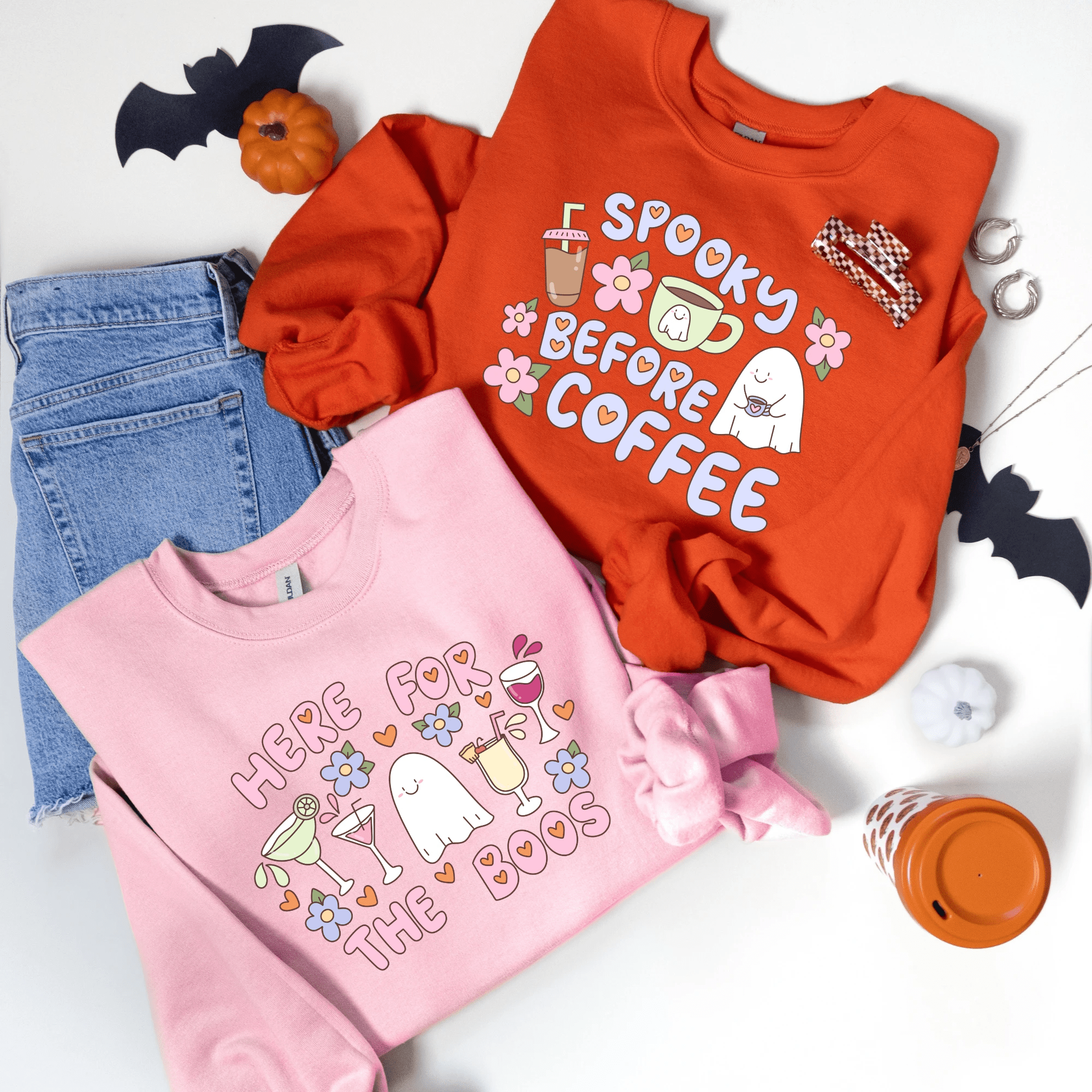 Spooky Before Coffee funny Adult Sweatshirt - Halloween collection by Benny and Ray Apparel