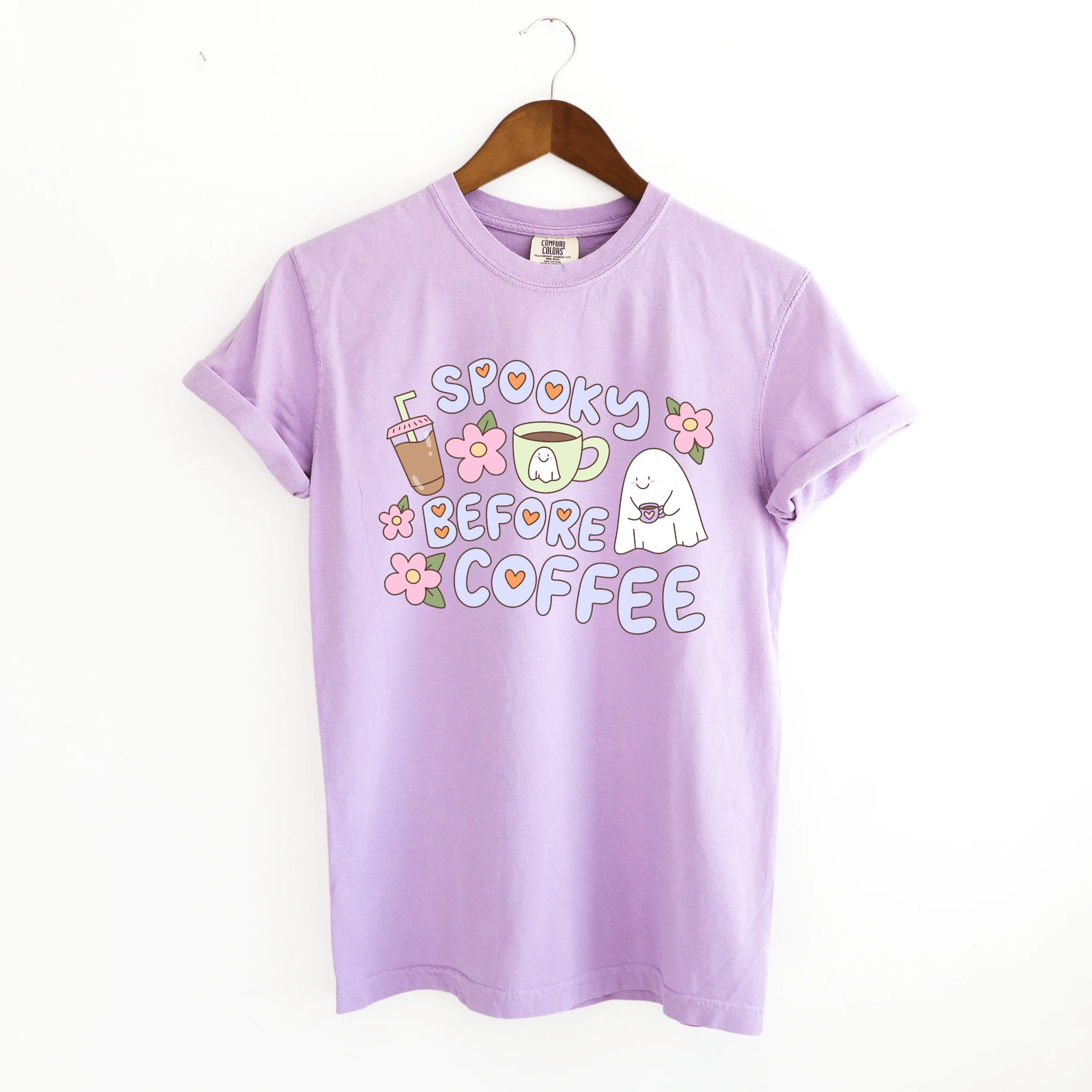 Spooky Before Coffee funny Oversized Adult Tee - Halloween collection by Benny and Ray Apparel