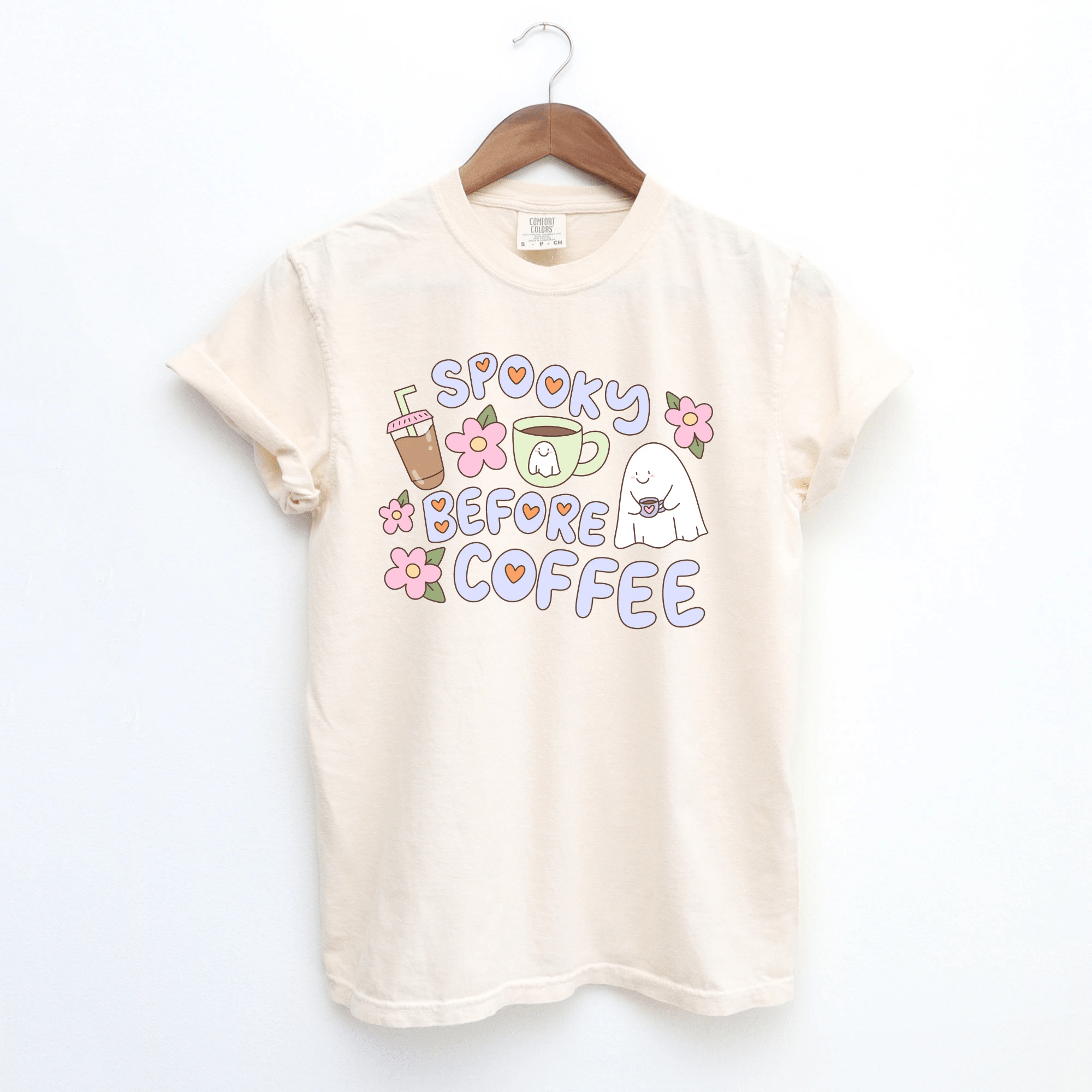 Spooky Before Coffee funny Oversized Adult Tee - Halloween collection by Benny and Ray Apparel