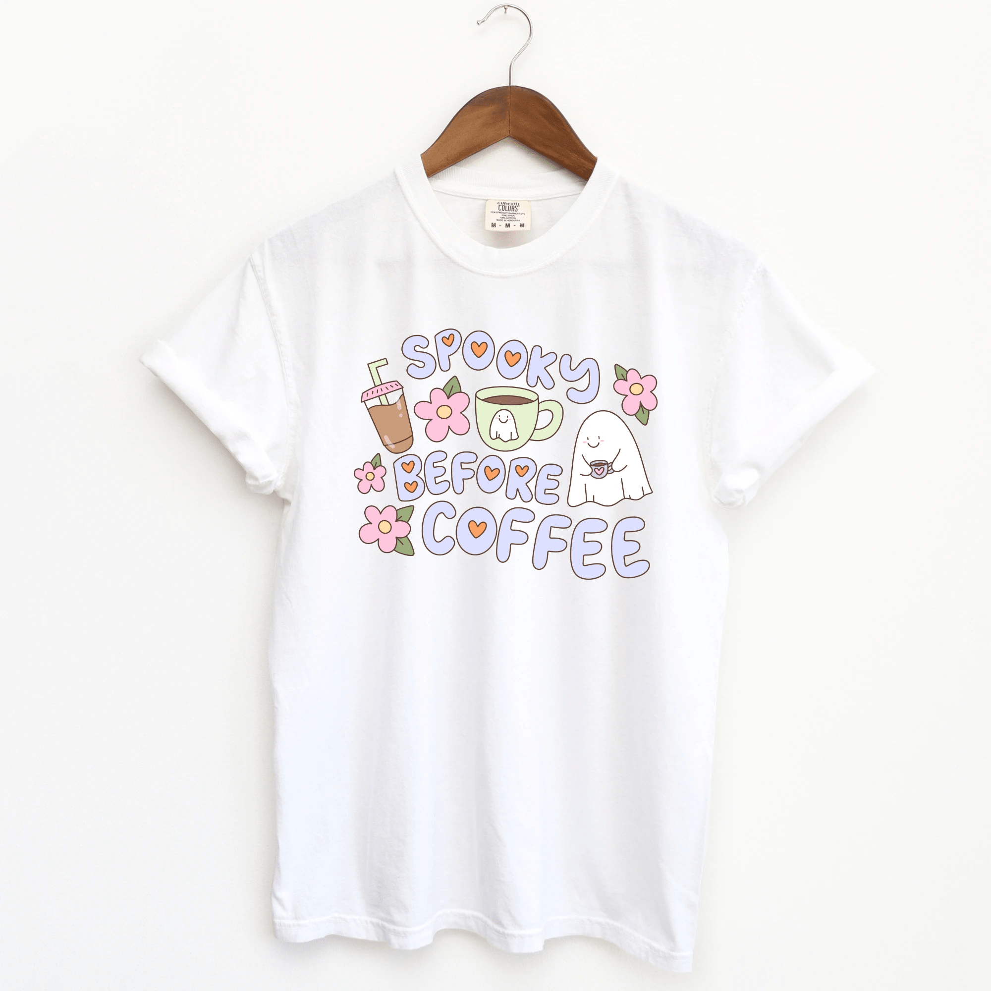 Spooky Before Coffee funny Oversized Adult Tee - Halloween collection by Benny and Ray Apparel