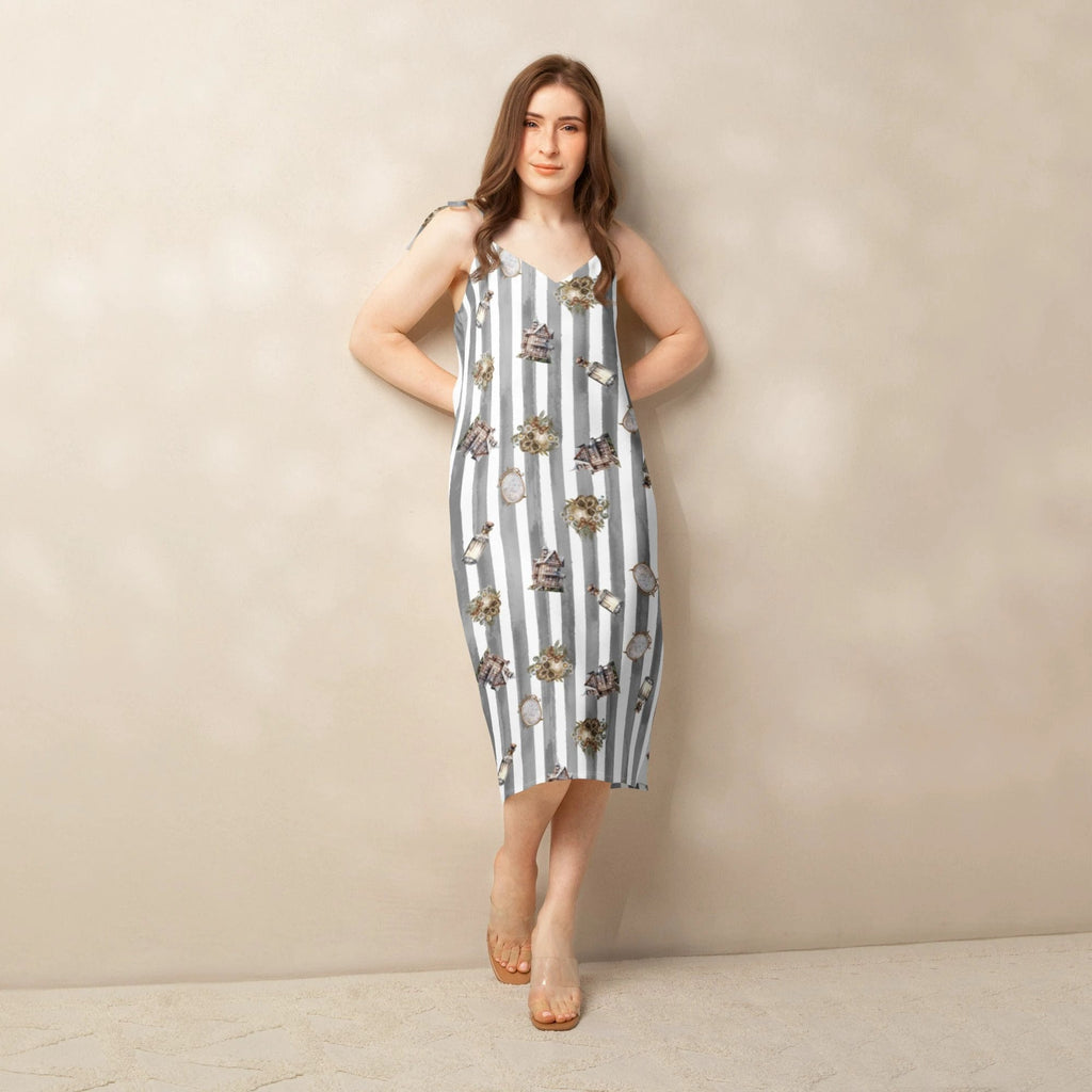 Spooky dark magic Halloween Tie-strap midi dress by La Vie Bien