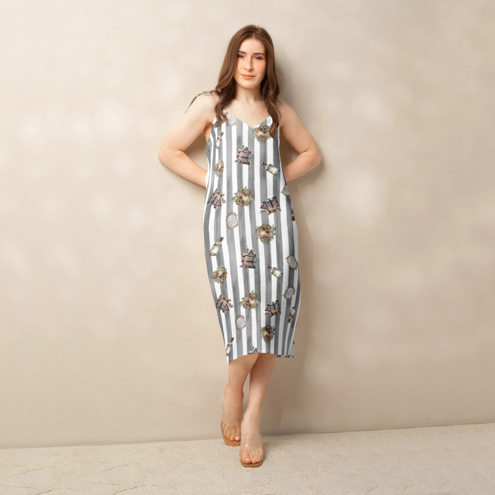 Spooky dark magic Halloween Tie-strap midi dress by La Vie Bien