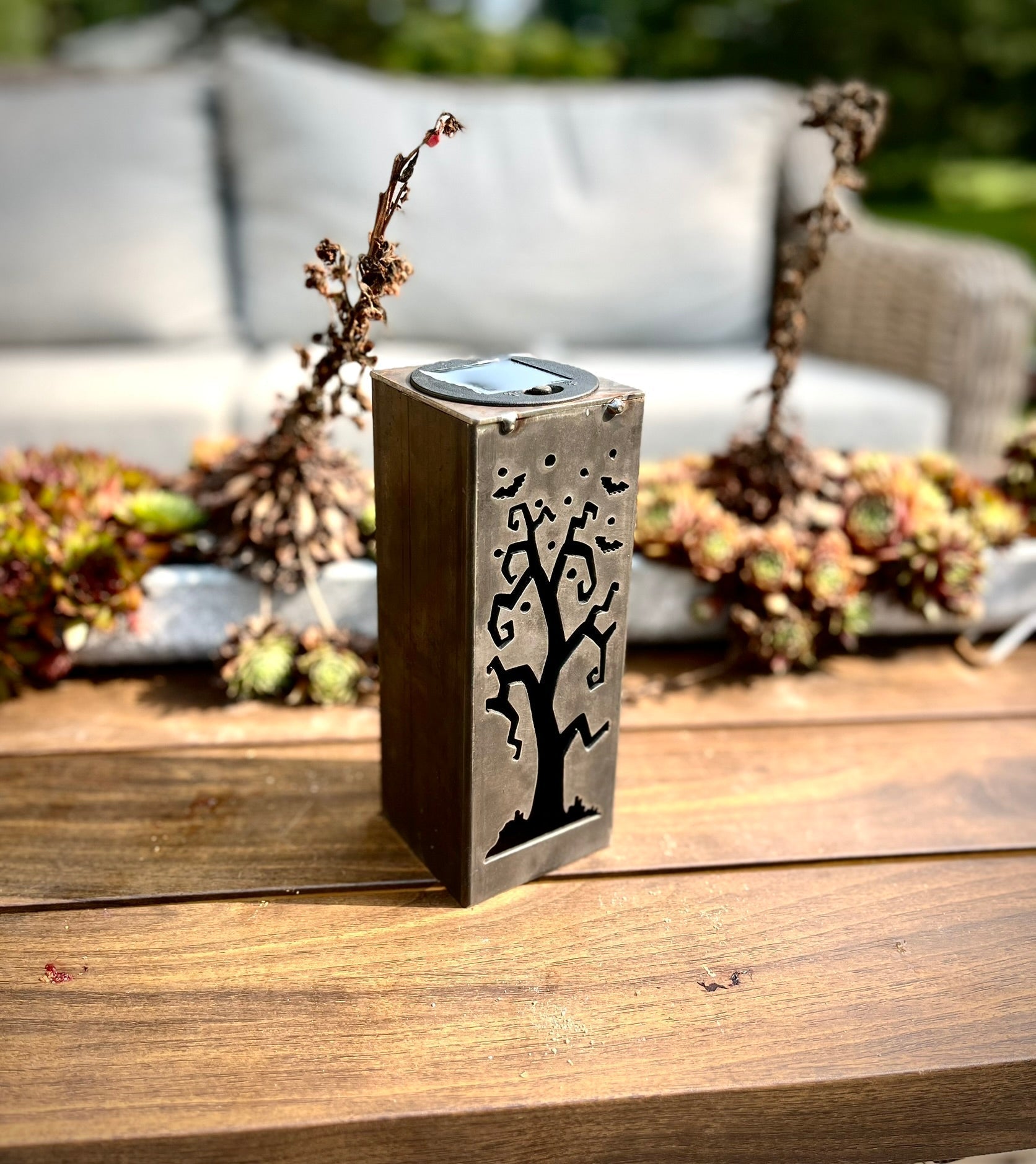 Spooky Tree Solar Tube Light - Steel