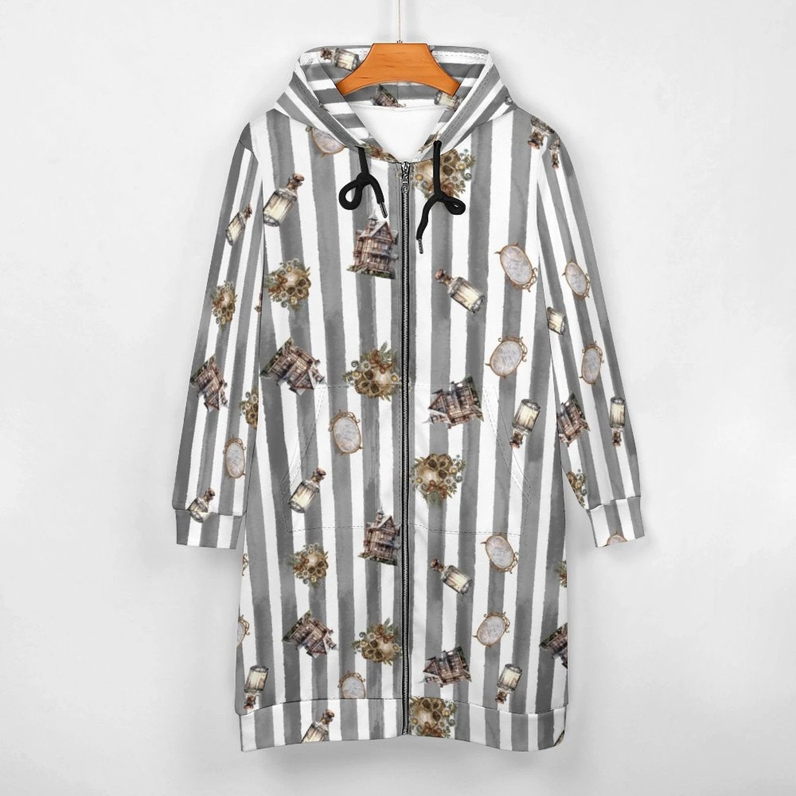 Spooky Vintage dark magic Halloween Full Zipper Long Sleeve Hoodie by SALE-Personal Design