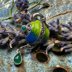 Spot of Tea Teapot Marcasite Necklace in Sterling Silver Brooch La Vie Bien Spot of Tea Teapot Marcasite Necklace in Sterling Silver