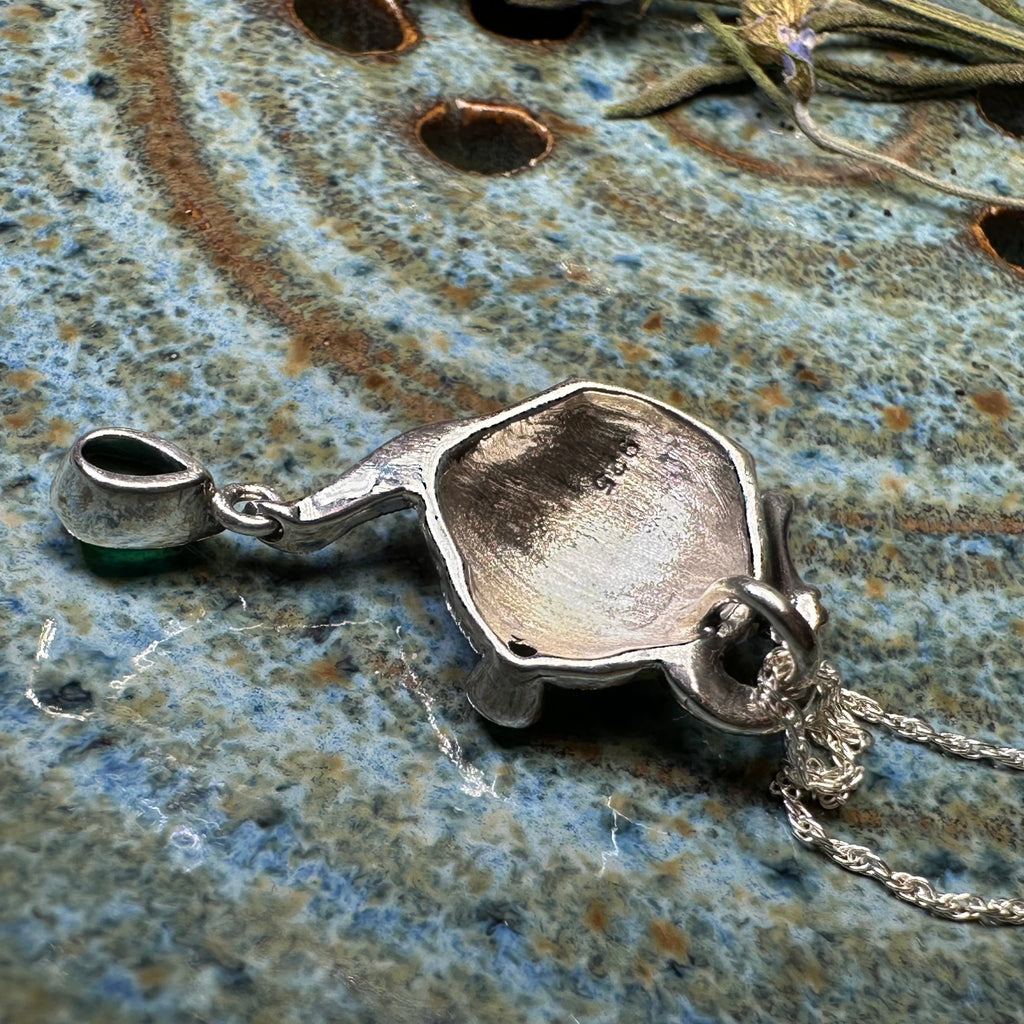 Spot of Tea Teapot Marcasite Necklace in Sterling Silver Brooch La Vie Bien Spot of Tea Teapot Marcasite Necklace in Sterling Silver