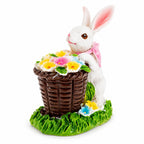 Spring Bunny Figurine With Floral Basket Easter Tabletop Accent 3 Inches Tall Easter > Figurines > Bunnies La Vie Bien Spring Bunny Figurine With Floral Basket Easter Tabletop Accent 3 Inches Tall