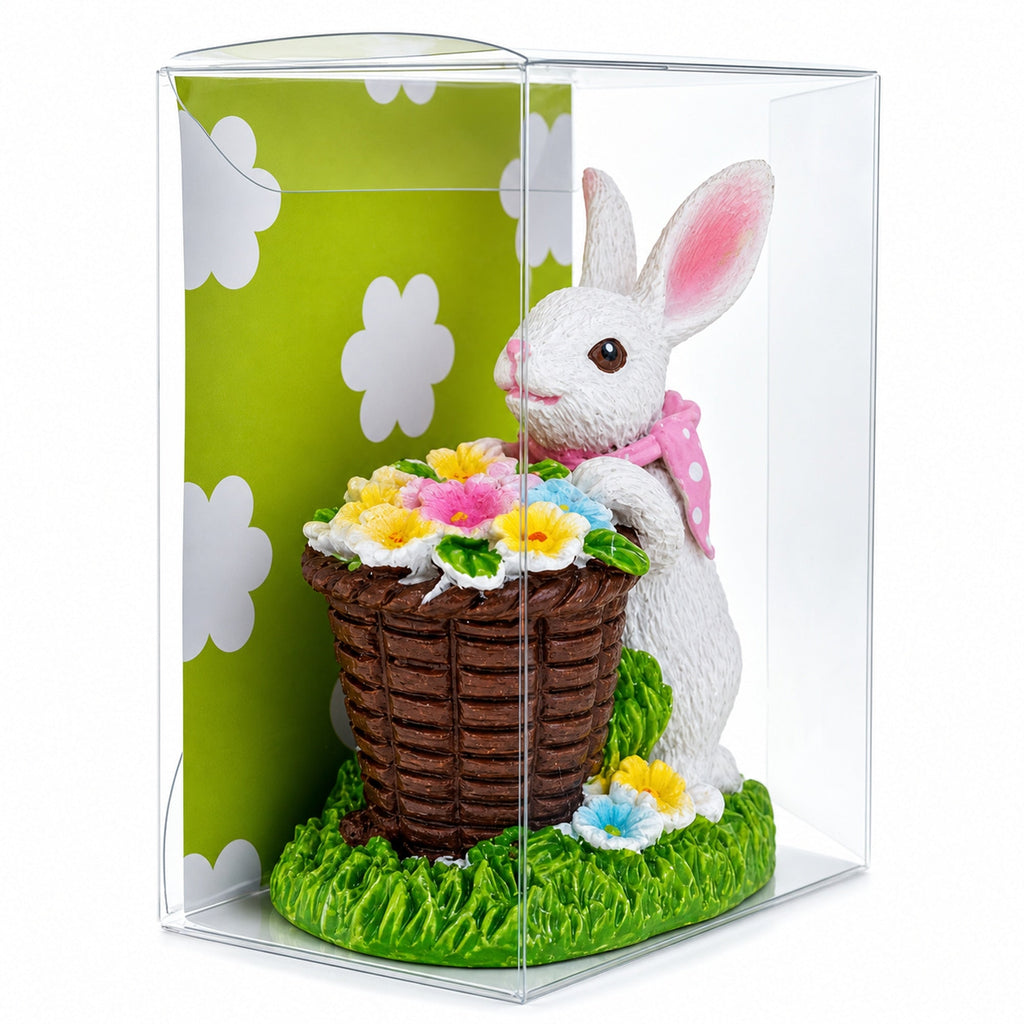 Spring Bunny Figurine With Floral Basket Easter Tabletop Accent 3 Inches Tall Easter > Figurines > Bunnies La Vie Bien Spring Bunny Figurine With Floral Basket Easter Tabletop Accent 3 Inches Tall