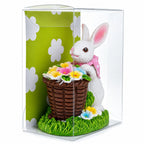 Spring Bunny Figurine With Floral Basket Easter Tabletop Accent 3 Inches Tall Easter > Figurines > Bunnies La Vie Bien Spring Bunny Figurine With Floral Basket Easter Tabletop Accent 3 Inches Tall