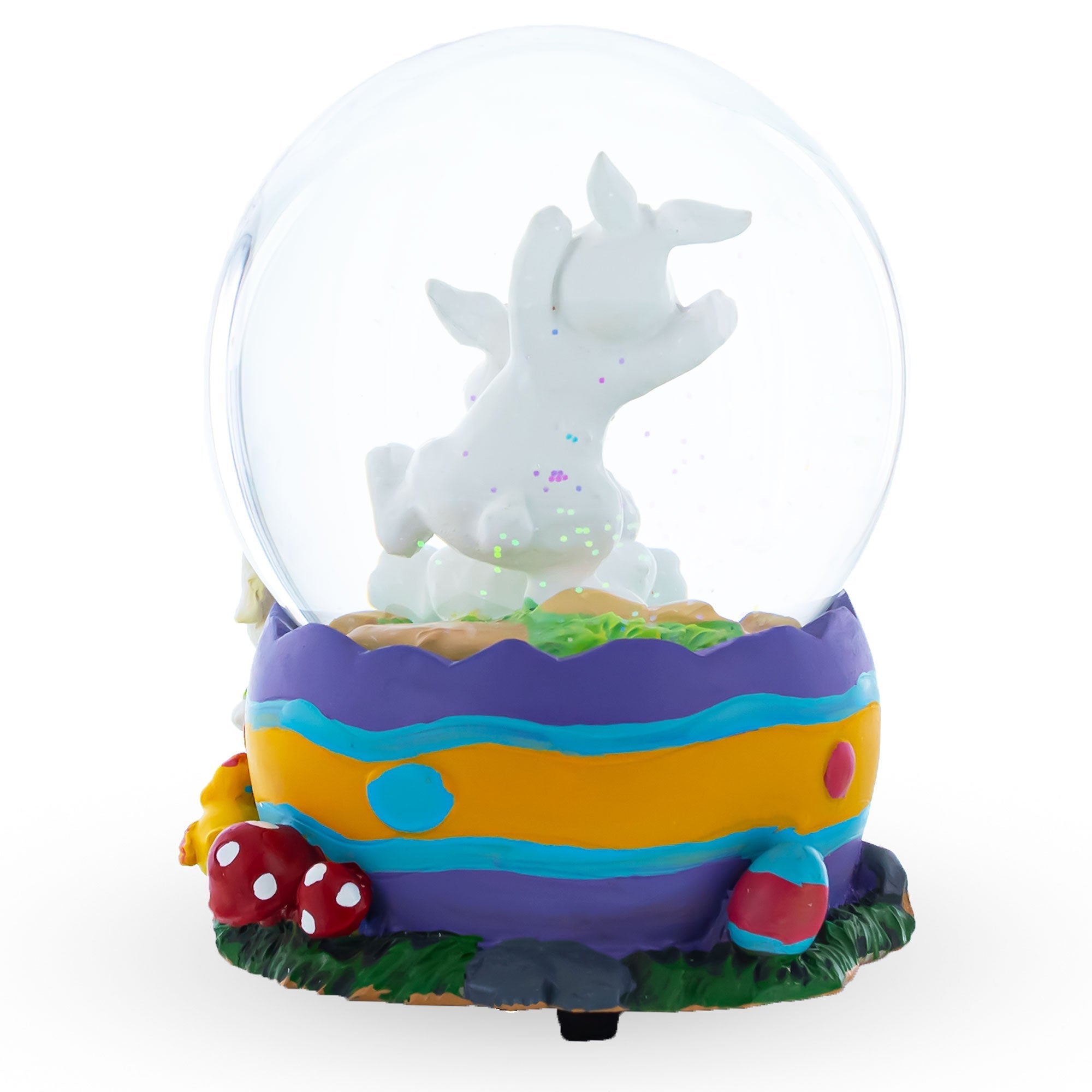 Spring Easter Egg Painting Rabbits Music Box Snow Globe 6 Inches Tall Easter > Water Globes > Bunnies La Vie Bien Spring Easter Egg Painting Rabbits Music Box Snow Globe 6 Inches Tall