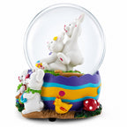 Spring Easter Egg Painting Rabbits Music Box Snow Globe 6 Inches Tall Easter > Water Globes > Bunnies La Vie Bien Spring Easter Egg Painting Rabbits Music Box Snow Globe 6 Inches Tall