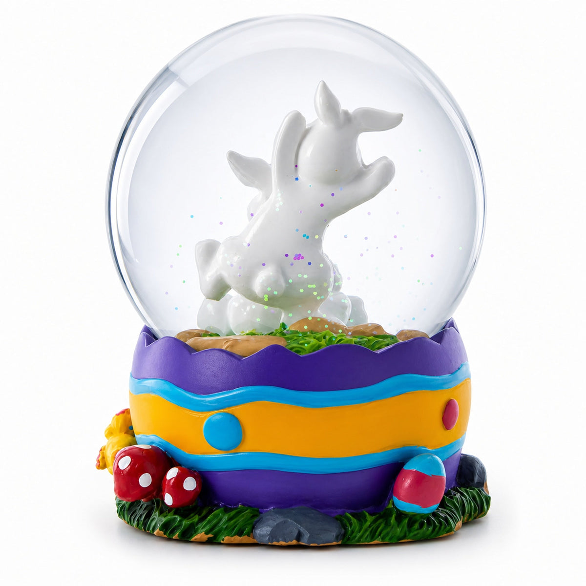 Spring Easter Egg Painting Rabbits Music Box Snow Globe 6 Inches Tall Easter > Water Globes > Bunnies La Vie Bien Spring Easter Egg Painting Rabbits Music Box Snow Globe 6 Inches Tall