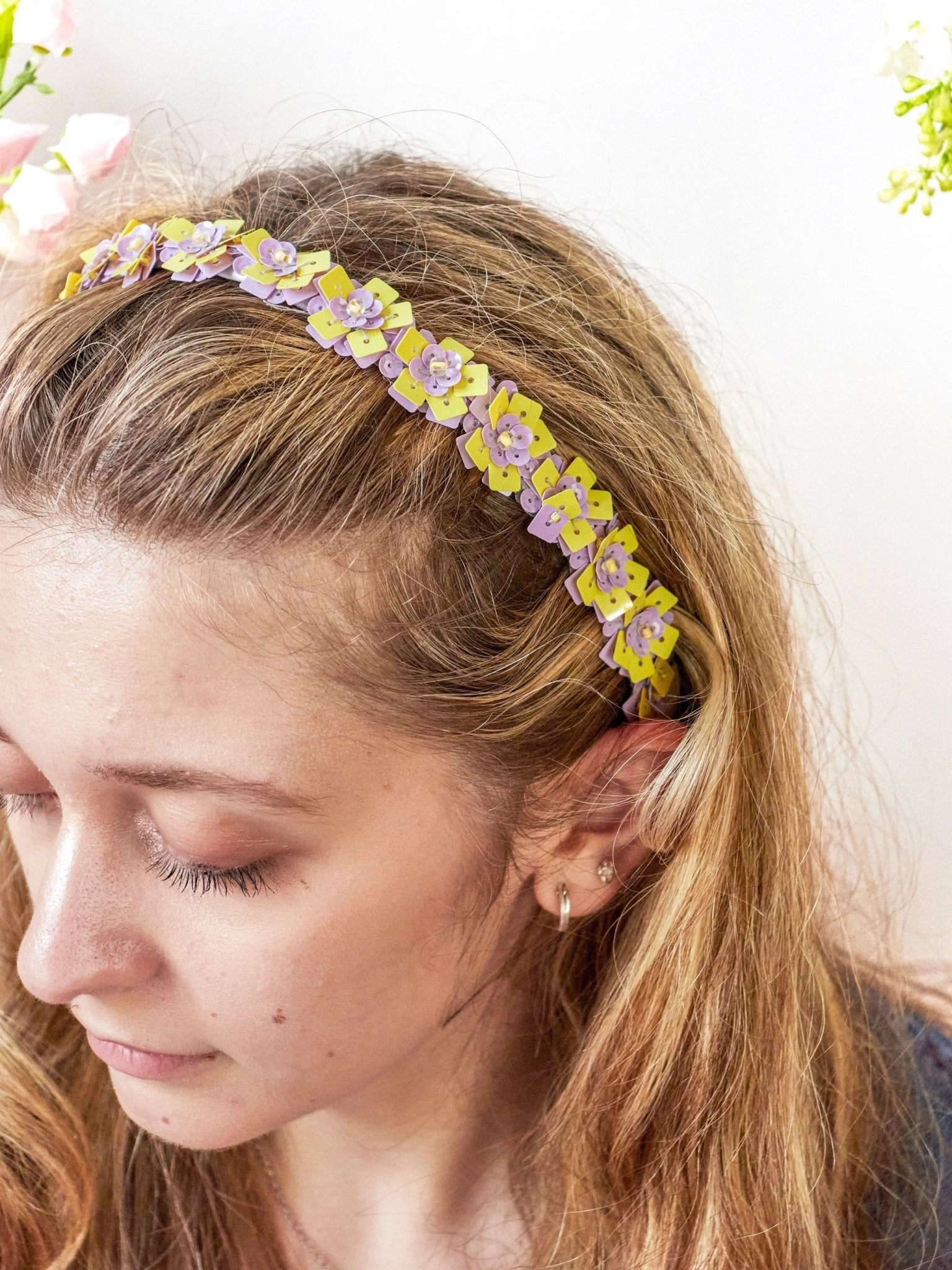 Spring Flowers Sequin Headband by Ash & Rose