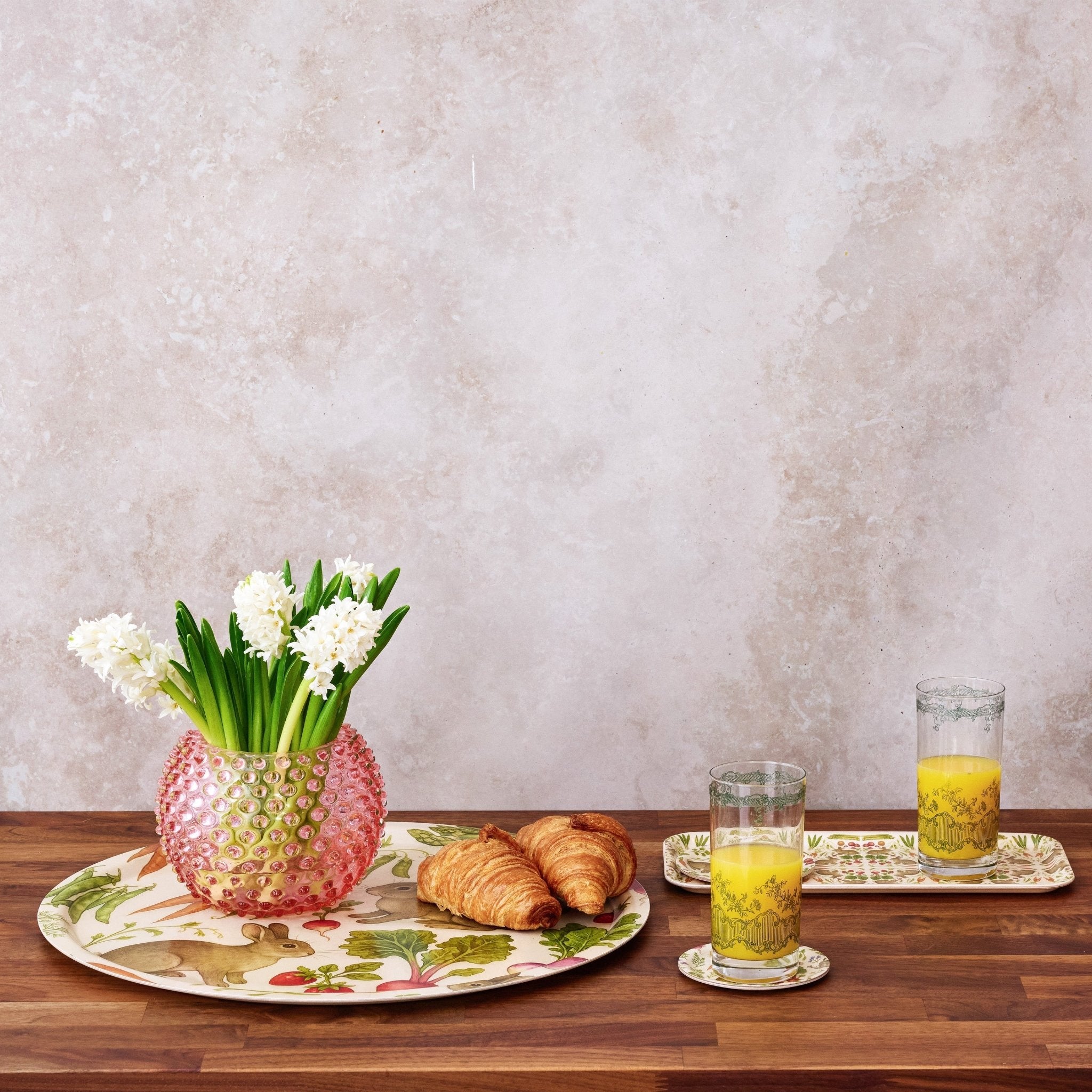 Spring Garden Decorative Birchwood Tray - Mini Round - Set of 2 La Vie Bien Spring Garden Decorative Birchwood Tray - Mini Round - Set of 2