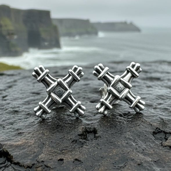 Springtide Irish Saint Brigid's Cross Earrings Post Earrings La Vie Bien Springtide Irish Saint Brigid's Cross Earrings