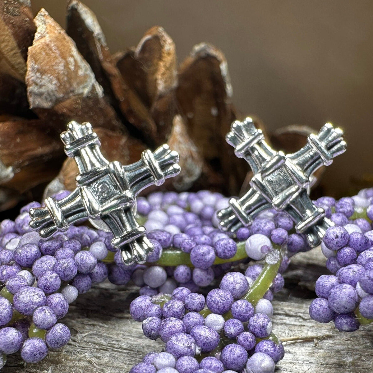 Springtide Irish Saint Brigid's Cross Earrings Post Earrings La Vie Bien Springtide Irish Saint Brigid's Cross Earrings