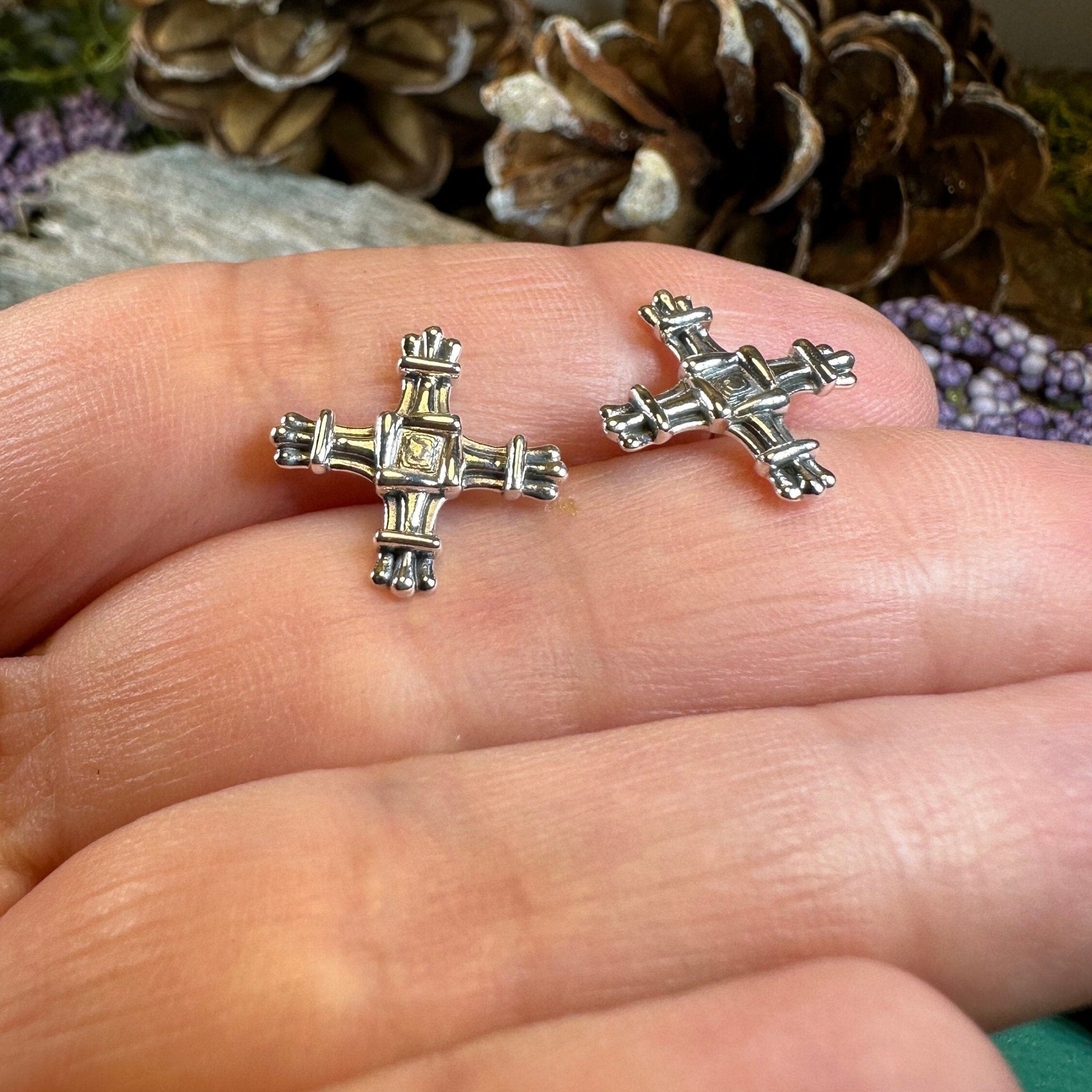 Springtide Irish Saint Brigid's Cross Earrings Post Earrings La Vie Bien Springtide Irish Saint Brigid's Cross Earrings